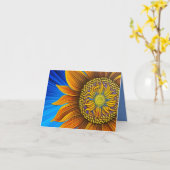 サニー素朴サンフラワーオンブルー カード (黄色い花)