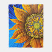 サニー素朴サンフラワーオンブルー フリースブランケット (正面)