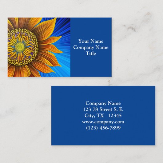 サニー素朴サンフラワーオンブルー 名刺 (正面/裏面)