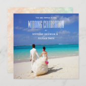 サニー結婚ズ・カップル・オン・ア・サニー・トロピカルビーチ 招待状 (正面/裏面)