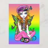 "サニー"かわいい虹の蝶の花はがき ポストカード (正面)