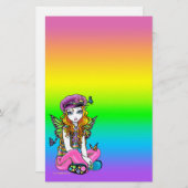 「サニー」とかわいい虹の蝶の文房具 便箋 (正面/裏面)