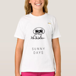 サニー・デイズ・ダックスフント・パピー・サングラス・ラインアート Tシャツ