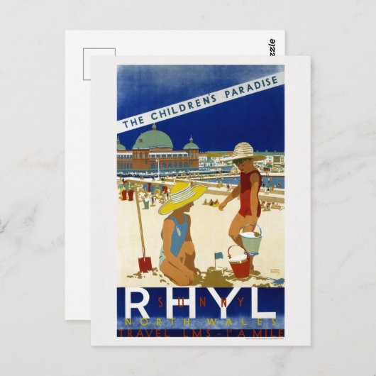 サニー・リル ノースウェールズ 1935 ヴィンテージ ポスター ポストカード (正面/裏面)