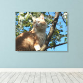 サハラキャットインさくらんぼツリーキャンバスプリント キャンバスプリント (インサイチュ (ウッドフロア))