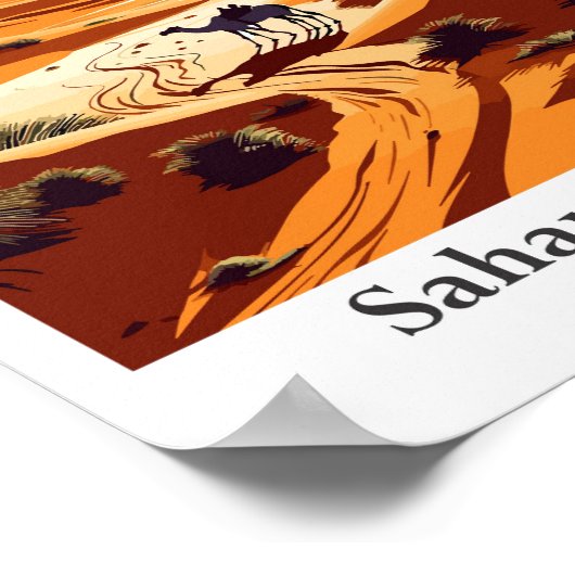 サハラデザートアフリカトラベルヴィンテージイラストレーション ポスター (角)