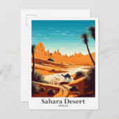 サハラデザートアフリカトラベルヴィンテージイラストレーション ポストカード (正面/裏面)