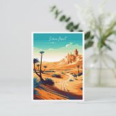 サハラデザートアフリカヴィンテージ旅行イラストレーション ポストカード (スタンド正面)