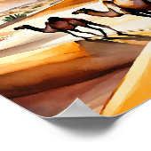 サハラデザートウォーターカラーアートプリント ポスター (角)