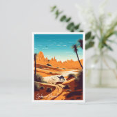 サハラデザートヴィンテージ旅行イラストレーション ポストカード (スタンド正面)