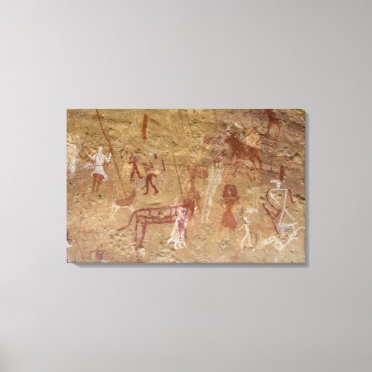 サハラ砂漠の先史時代の岩絵、アカクス キャンバスプリント (正面)