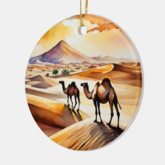 サハラ砂漠の水彩画 セラミックオーナメント (左)