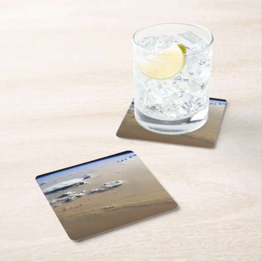 サハラ砂漠の砂海を吹き抜ける砂塵。 スクエアペーパーコースター (インサイチュ)