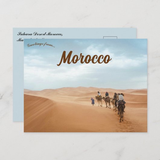 サハラ砂漠マラケチモロッコのカメルキャラバン ポストカード (正面/裏面)