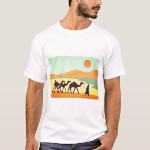 サハラ・キャラバン – モロッコのミニマルな砂漠のアート Tシャツ