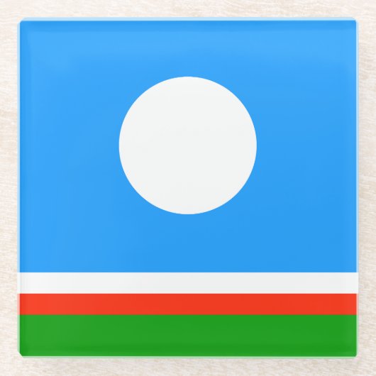 サハ共和国旗 ガラスコースター (正面)