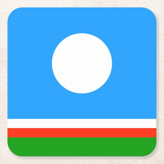 サハ共和国旗 スクエアペーパーコースター (正面)