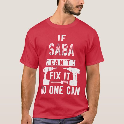 サバが修理できないなら誰にもできない ヘブライ語 ユダヤ人の祖父 Tシャツ (正面)