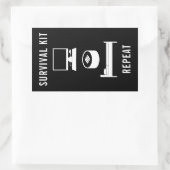 サバイバルキットPCゲーマー寿司スリープブラック&ホワイト 長方形シール (バッグ)