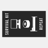 サバイバルキットPCゲーマー寿司スリープブラック&ホワイト 長方形シール (正面)
