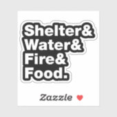 サバイバル(避難所と水と火と食べ物) ステッカー シール (シート)