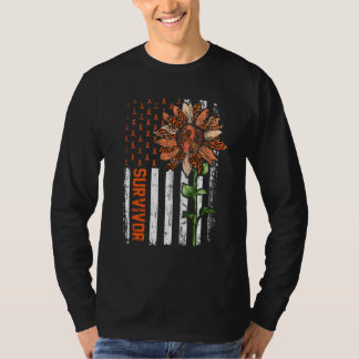 サバイバー アメリカ国旗 ヒマワリ 白血病 啓発 Tシャツ
