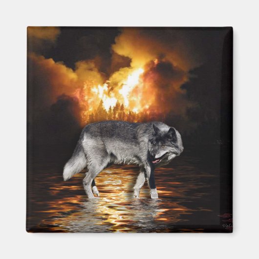 「サバイバー」グレーウルフ磁石 マグネット (正面)