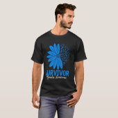 サバイバー 筋炎啓発フラワーリボン ブルー Tシャツ (正面フル)