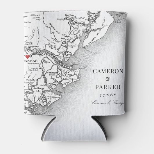 サバエレガントンナグルジアの地図白黒結婚ズ 缶クーラー (正面)