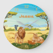 サバパーソナライズされたナの獅子 ラージ壁時計 (正面)