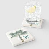 サバルパームツリーモノグラムコースタルホーム ストーンコースター (横)