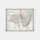 サバンナおよびチャールストン(1855年)のヴィンテージの地図 フリースブランケット (正面(横))