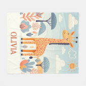 サバンナお洒落の可愛いキリン フリースブランケット (正面(横))