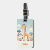 サバンナお洒落の可愛いキリン ラゲッジタグ (正面縦)