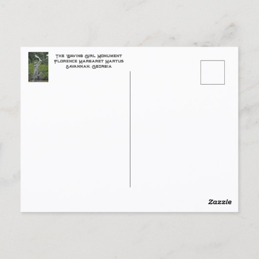 サバンナのウェイビング・ガール記念碑の写真 ポストカード (裏面)