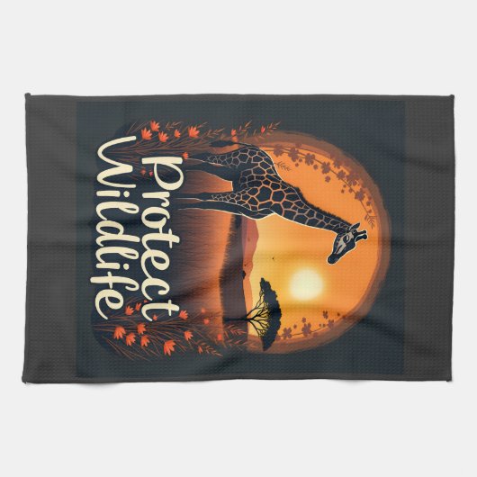 サバンナのキリンTシャツ キッチンタオル (横)
