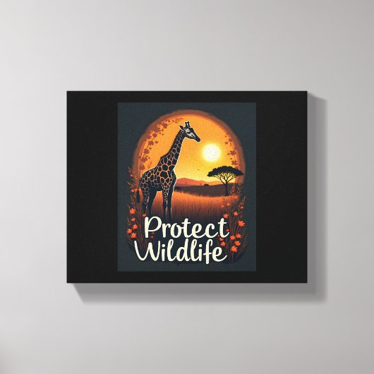 サバンナのキリンTシャツ キャンバスプリント (正面)