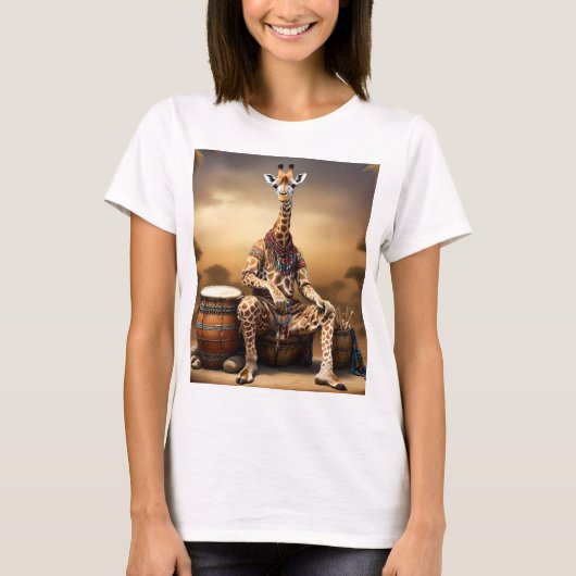 サバンナのボンゴセレナーデ: キリンのグルーヴ Tシャツ (正面)