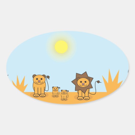 サバンナの動物 楕円形シール (正面)