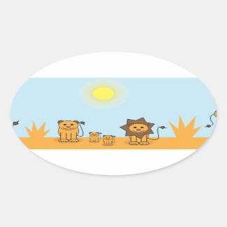 サバンナの動物 楕円形シール