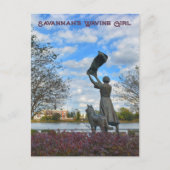 サバンナの手を振る少女モニュメント写真 ポストカード (正面)