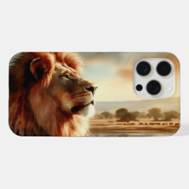 サバンナの水彩画のライオン iPhone 15 PRO MAXケース