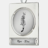 サバンナの猫の銀の名と年 シルバープレートバナーオーナメント (左)