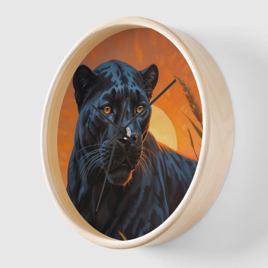 サバンナの草に生息するヒョウ 壁時計 (傾斜)