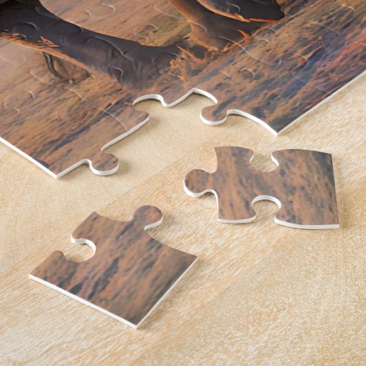 サバンナを横切るゾウ群 ジグソーパズル (側面)