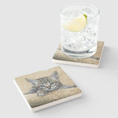 サバンナキャットスクエアコースター ストーンコースター (横)