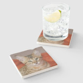 サバンナキャットスクエアコースター ストーンコースター (横)