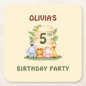 サバンナキリン獅子ヒッポゼブラゾウ スクエアペーパーコースター (正面)