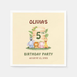 サバンナキリン獅子ヒッポゼブラゾウ スタンダードカクテルナプキン