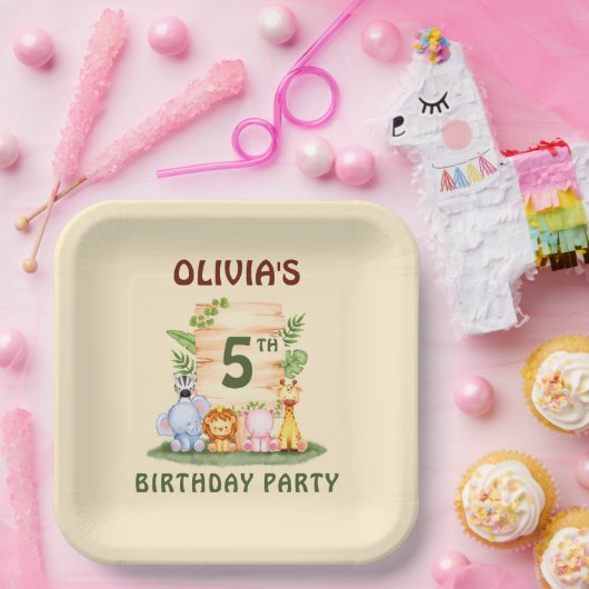 サバンナキリン獅子ヒッポゼブラゾウ ペーパープレート (パーティー)